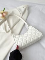 Geometric Embossed Solid Color Simple Shoulder Bag