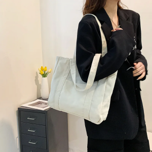 Lovshy Canvas Tote Bag Multi Pockets Office Bag Travel Shopping Bag Zipper Closure Women Handbag Canvas Tote Bag Lite weight and Strong handbag2