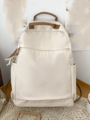Lovshy Stylish Cream Backpack for Women And Men - Casual College And Travel Use