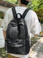 Lovshy Trendy Denim Backpack for Daily Use And Travel bl
